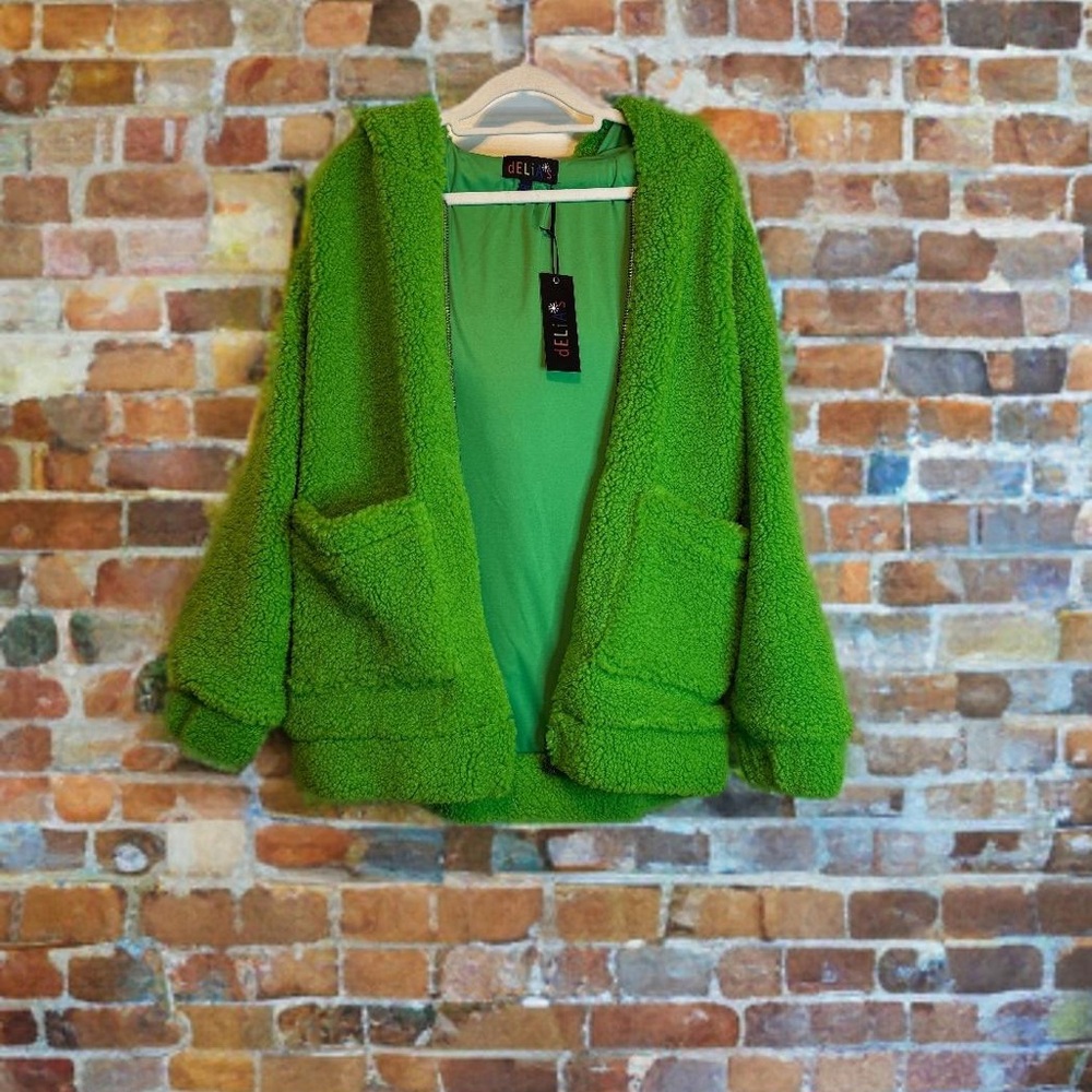 dELiA*s Vibrant Green Sherpa Frog Jacket